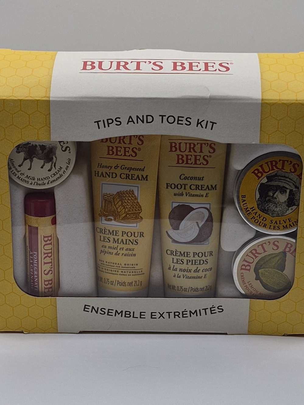 Burt's Bees Tips and Toes 6 Piece Kit For Lips, Hands, Fingernails And Feet, New